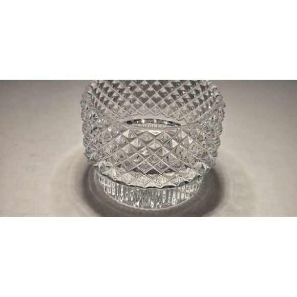 Vintage Lead Crystal Votive Candle Holder Diamond Cut With Star Pattern 2.5" - Picture 7 of 7